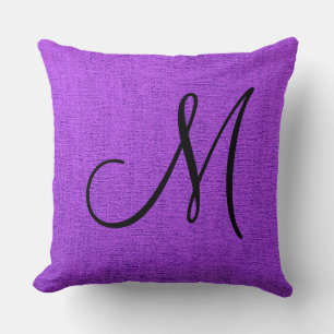 Coussin Toile violette Monogramme