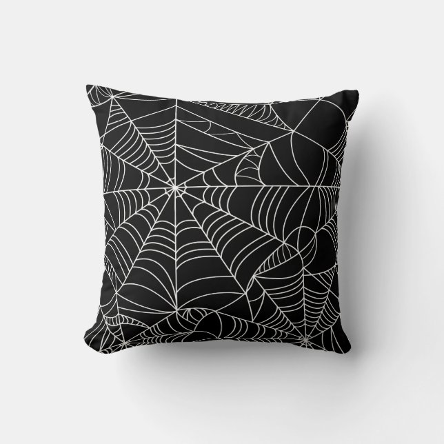 Coussin Toiles d'araignée noir et blanc Halloween  (Recto)