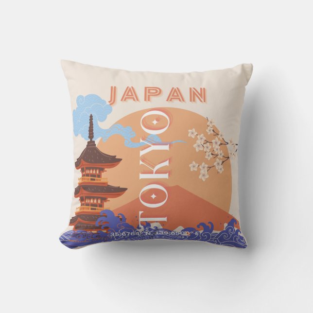 Coussin Tokyo Japan Travel Art (Recto)