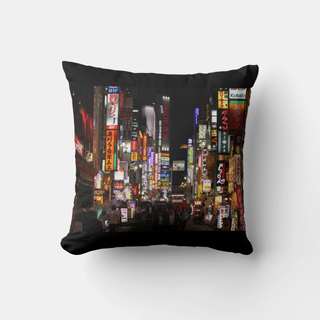 Coussin Tokyo néons la nuit (Recto)