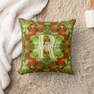 Coussin Tomates de jardin personnalisées avec monogramme i