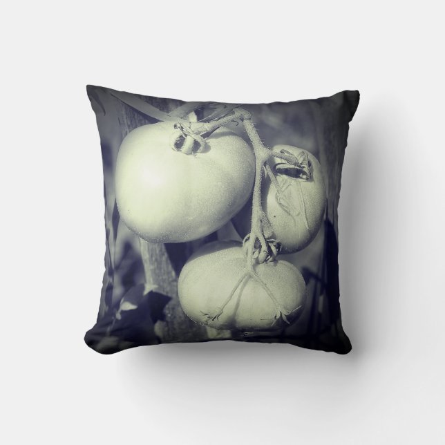 Coussin Tomates Sur La Vigne Noir Et Blanc (Recto)