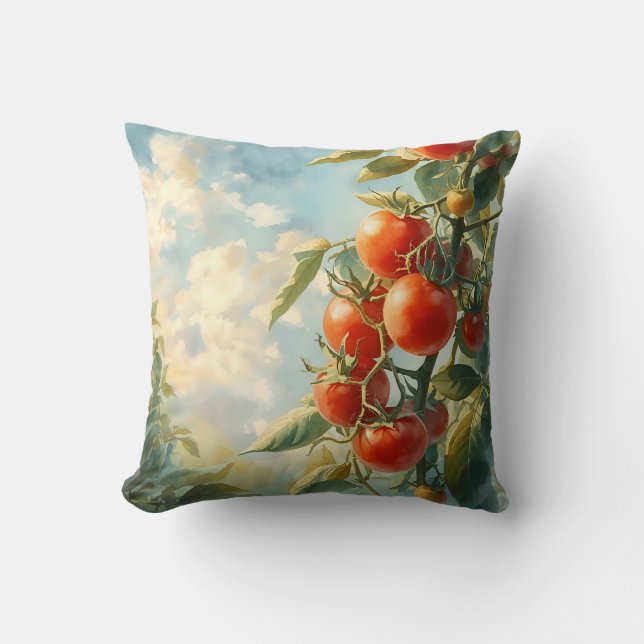 Coussin Tomates vintages sur une vigne (Recto)