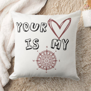 Coussin Ton coeur est mon boussole