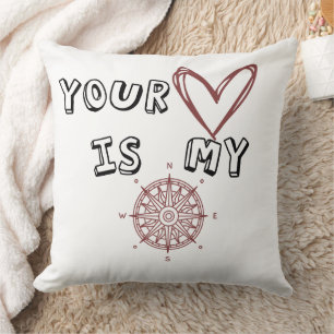 Coussin Ton coeur est mon boussole