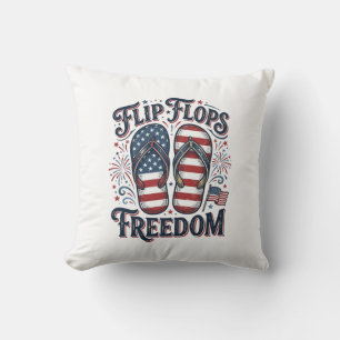 Coussin Tongs Liberté Design de T-shirt d'été patriotique_