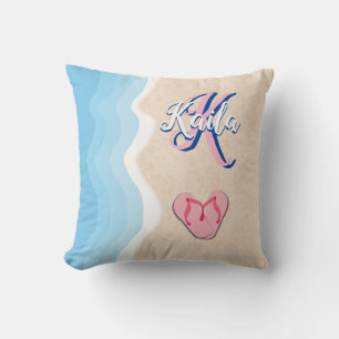 Coussin Tongs roses sur la plage