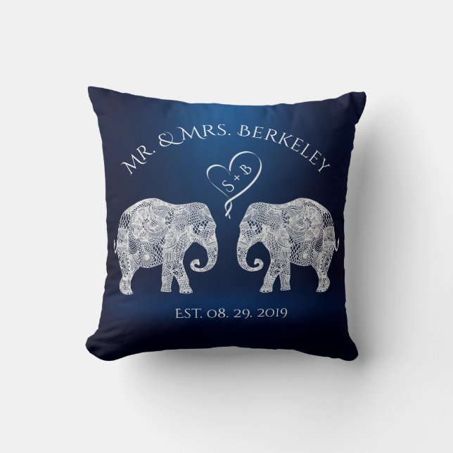 Coussin TONNES D'AMOUR | Elephant Couple personnalisé mari (Recto)