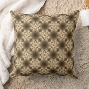 Coussin Tons beige et Brown Fleurs Kaleidoscope Motif