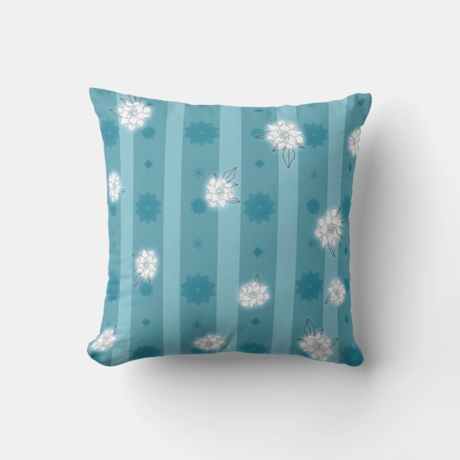 Coussin Tons Bleus Grandes Et Gardenia (Recto)