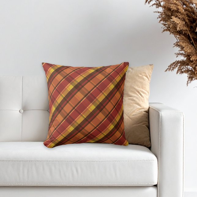 Coussin Tons chauds Motif carreauté couleurs d'automne (Créateur téléchargé)
