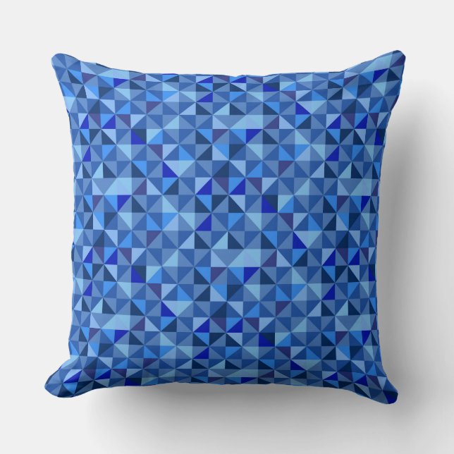 COUSSIN TONS CLAIRES DE MOTIFS GÉOMÉTRIQUES BLEUS (Recto)