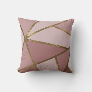 Coussin Tons de Mauve rose et or bronze glam géométrique