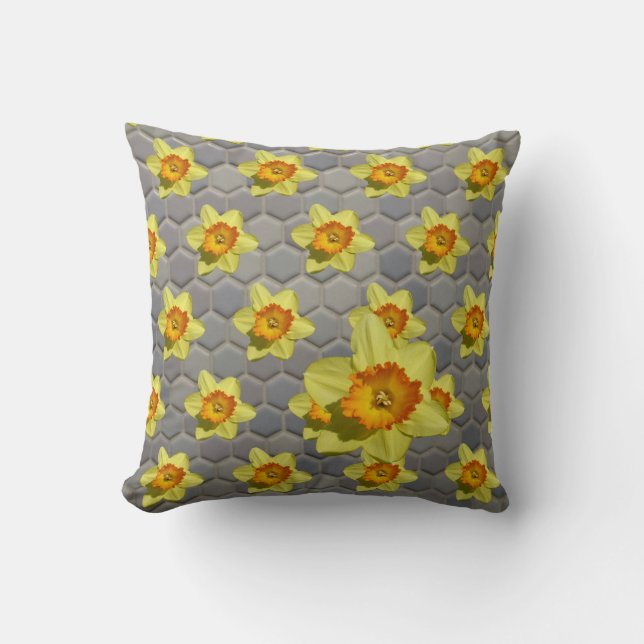 Coussin Tons de Motif bleu Daffodiles Jeter l'oreiller (Recto)