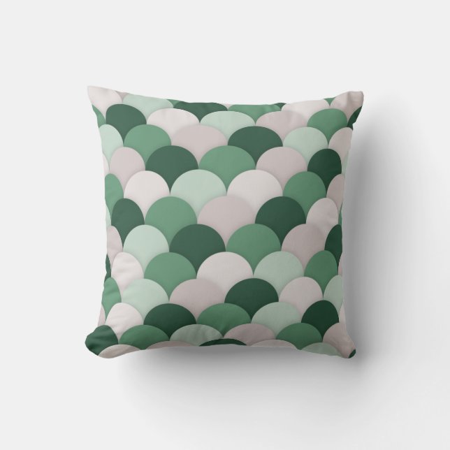 Coussin Tons de Motif de pétoncle vert Sage (Recto)