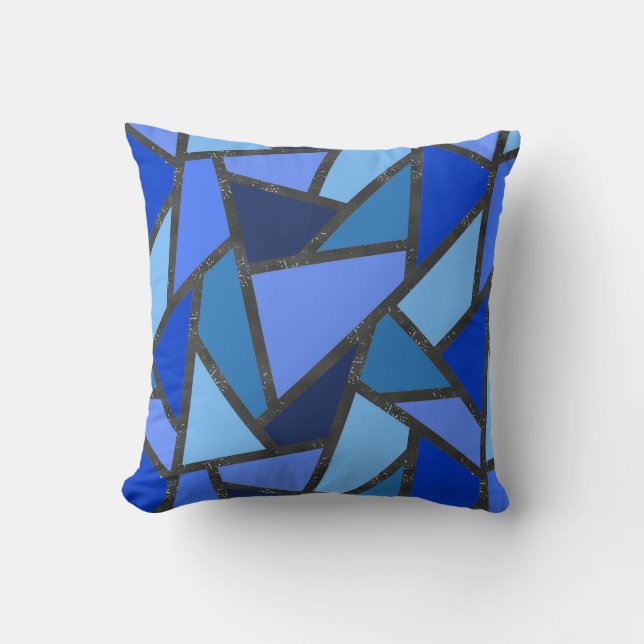Coussin Tons de motif en vitrail bleu (Recto)