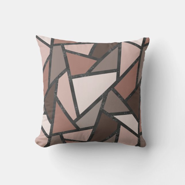 Coussin Tons de motif en vitrail marron (Recto)