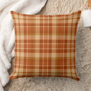 Coussin Tons D'Orange Plaid