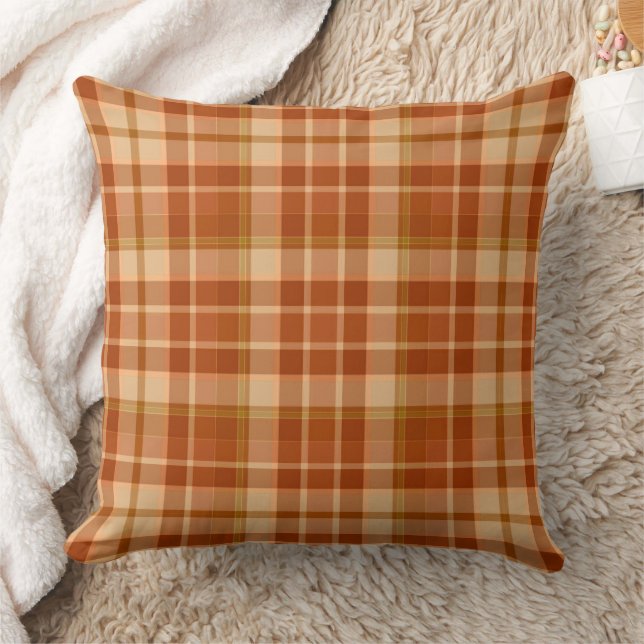Coussin Tons D'Orange Plaid (Couverture)