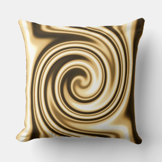 Coussin Tons dorés Style Tribal Spirale Tourbillon Flou Do (Recto)