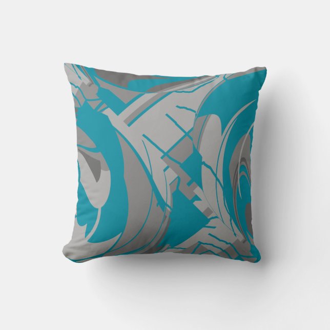 Coussin Tons gris turquoise Charcoal Lush Design Feuille (Recto)