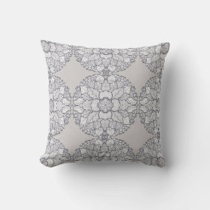 Coussin Tons neutres monochromatiques Motif botanique
