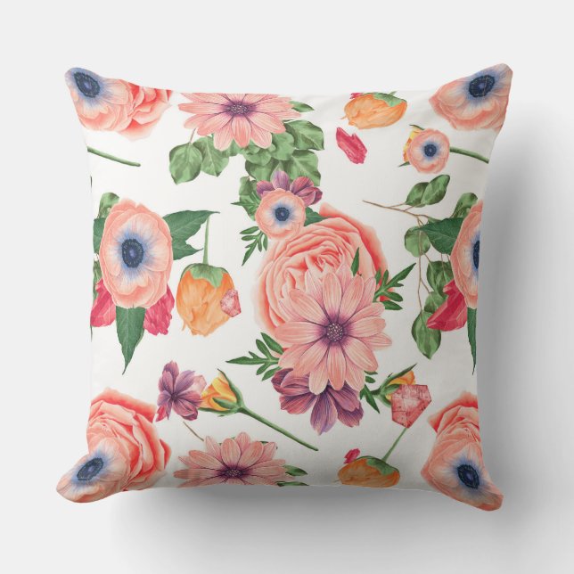 Coussin Tons Pastel Mignons Fleurs (Recto)