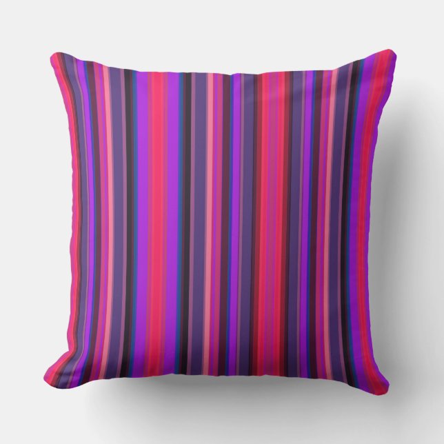 Coussin Tons rouge violet motif rayé vertical (Recto)