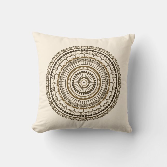 Coussin Tons Terre Brown Henna Mandala (Recto)