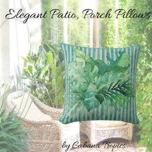 Coussin Tons Turquoises verts Feuille tropicaux
