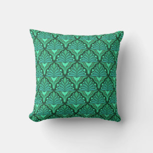 Coussin Tons vert menthe motif géométrique Art Nouveau