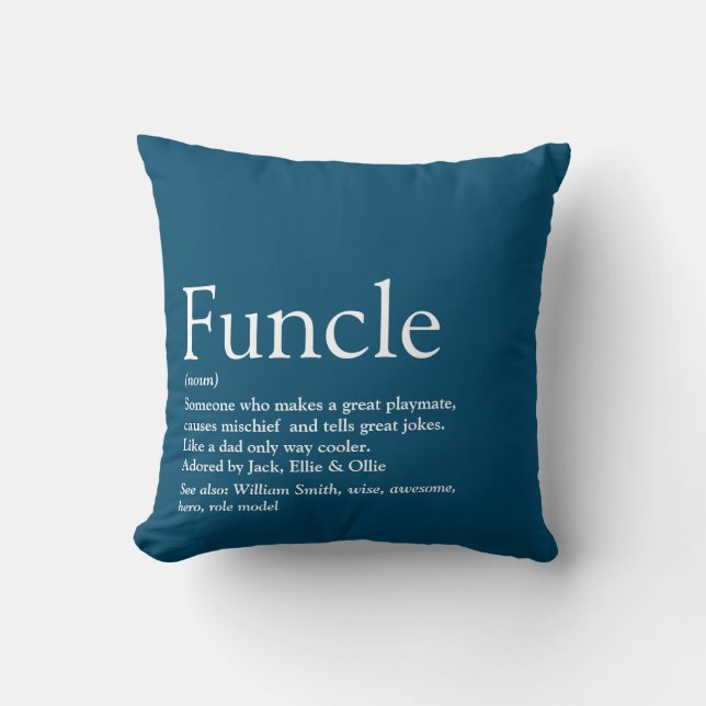 Coussin Tonton, définition moderne de l'oncle bleu amusant (Recto)