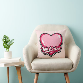 Coussin 💗✨ “Too Cute!” Heart Pillow 🛋️🎀