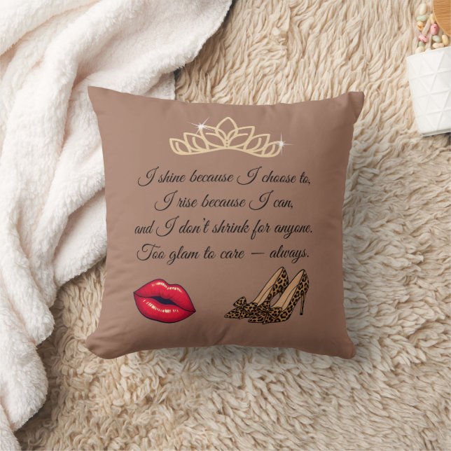 Coussin Too Glam To Care – Chic Quote  (Couverture)