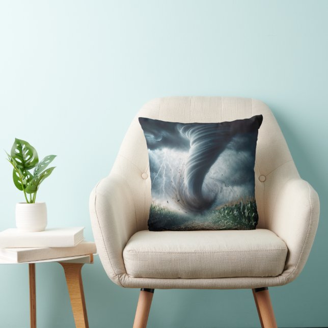 Coussin Tornade dans un champ de maïs du Midwest américain (Chaise)