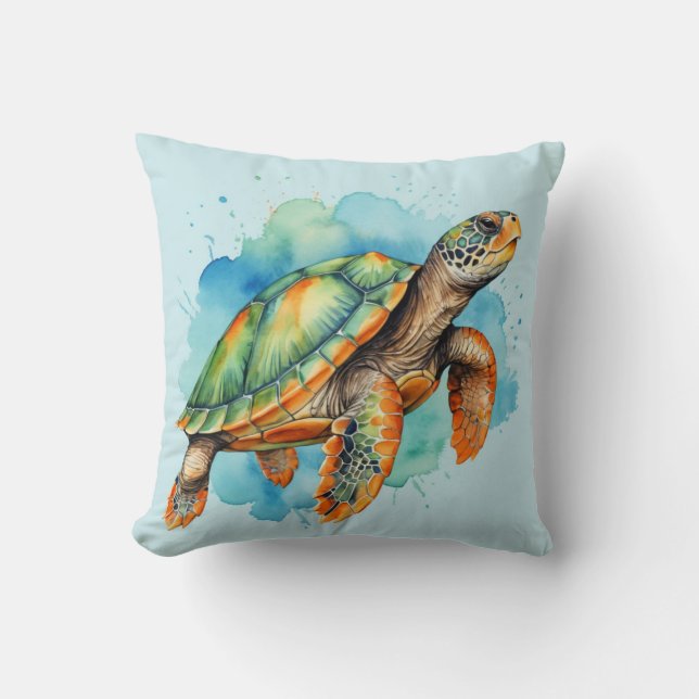 Coussin Tortue à peinture mignonne (Recto)
