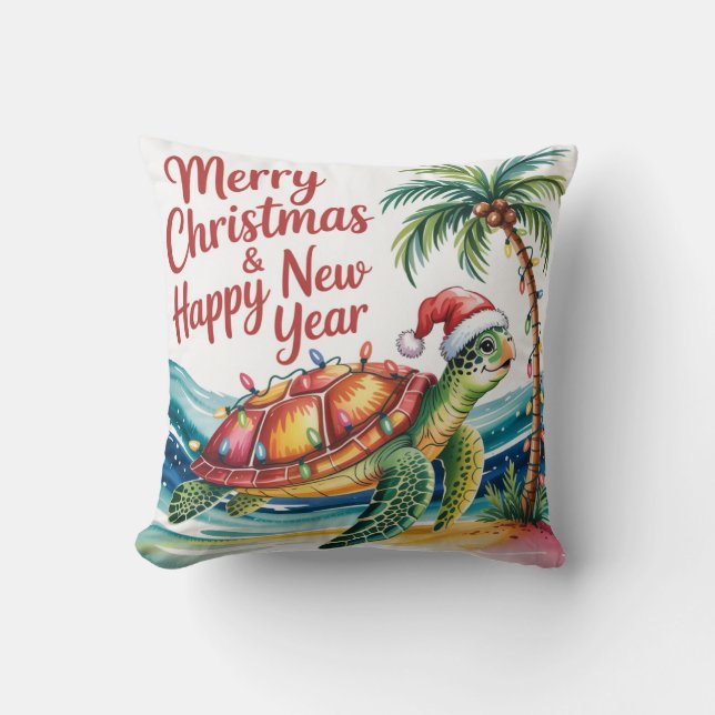 Coussin Tortue au paradis de Noël (Recto)