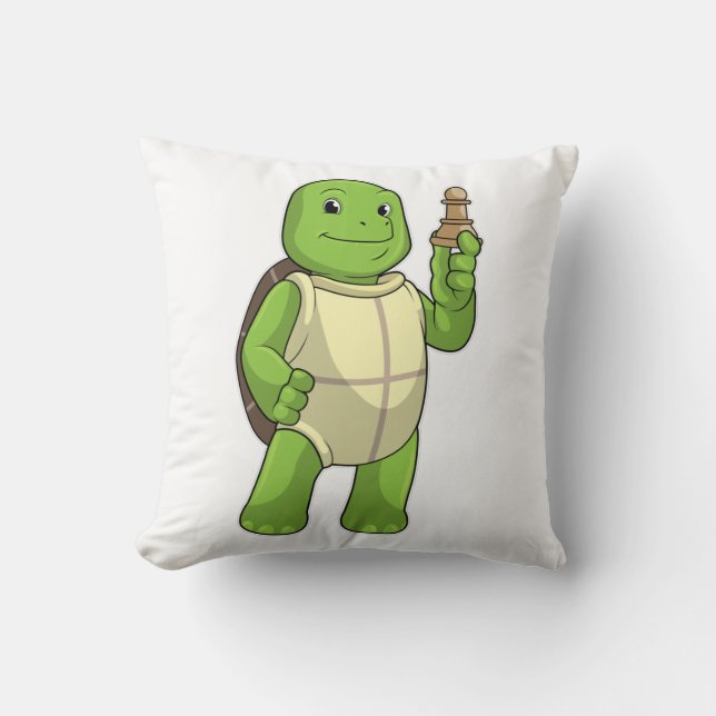 Coussin Tortue aux échecs avec pièce d'échecs Pion (Recto)