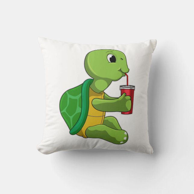 Coussin Tortue avec tasse à boire avec paille (Recto)