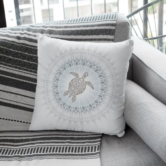 Coussin Tortue Bleu Poussiéreux Et Mandala (Créateur téléchargé)