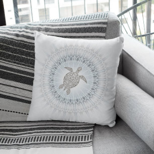 Coussin Tortue Bleue Et Mandala