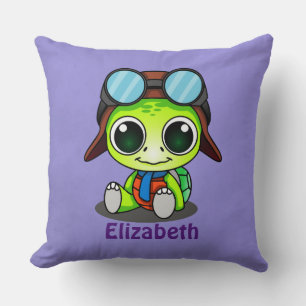 Coussin Tortue Chibi Mignonne Personnalisée avec Casquette