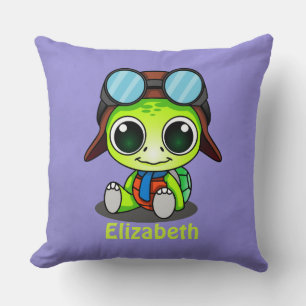 Coussin Tortue Cute Chibi personnalisée en Aviator Casquet