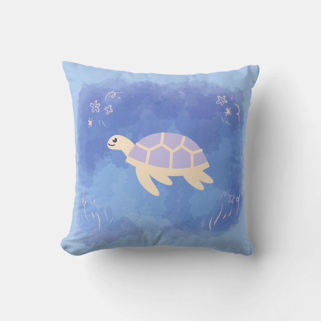 Coussin Tortue dans l'eau (Recto)
