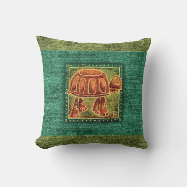 Coussin Tortue de désert au pastel d'huile (Recto)
