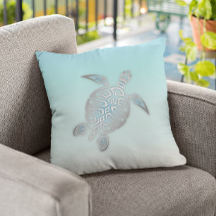 Coussin Tortue de mer argentée Style plage   Côtière 