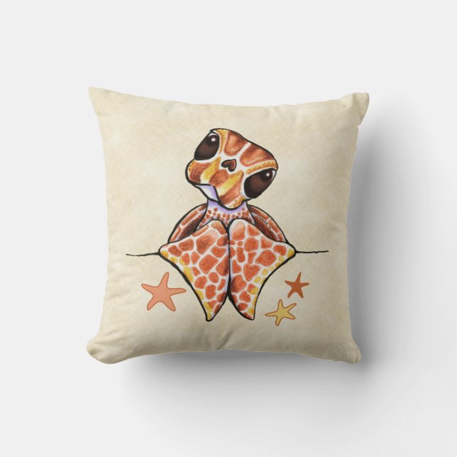 Coussin Tortue de mer Baby Brown sable de toile (Recto)