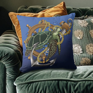 Coussin Tortue de mer bleu vert