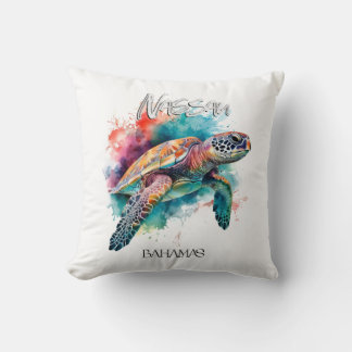 Coussin Tortue de mer des Bahamas Drapeau bahamien Plage G