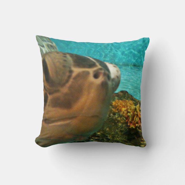 Coussin Tortue de mer drôle Selfie (Recto)